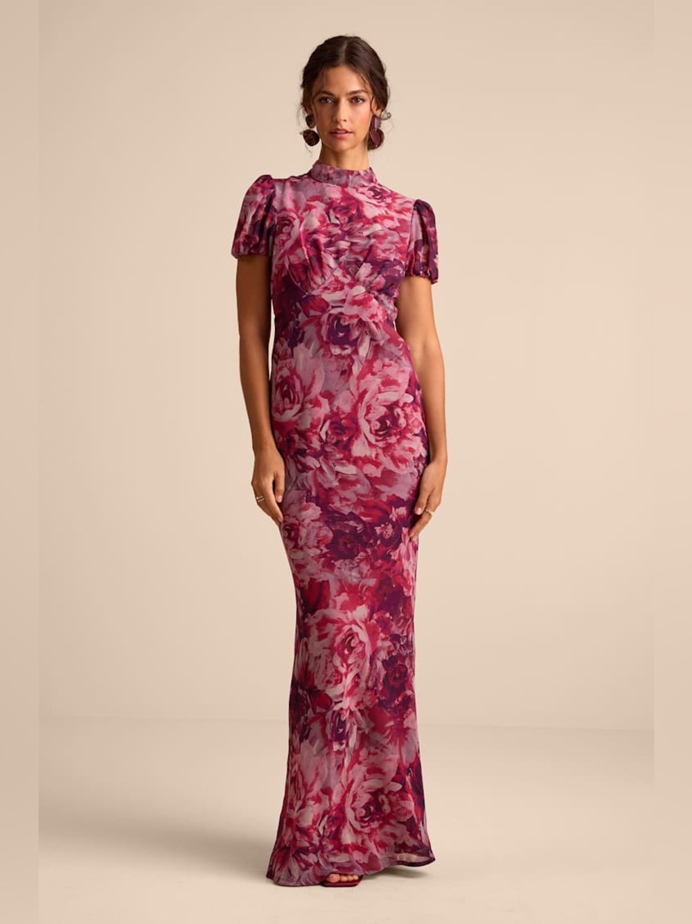 Lulus Langley Mauve Multi Floral Backless Maxi Dress Size Small